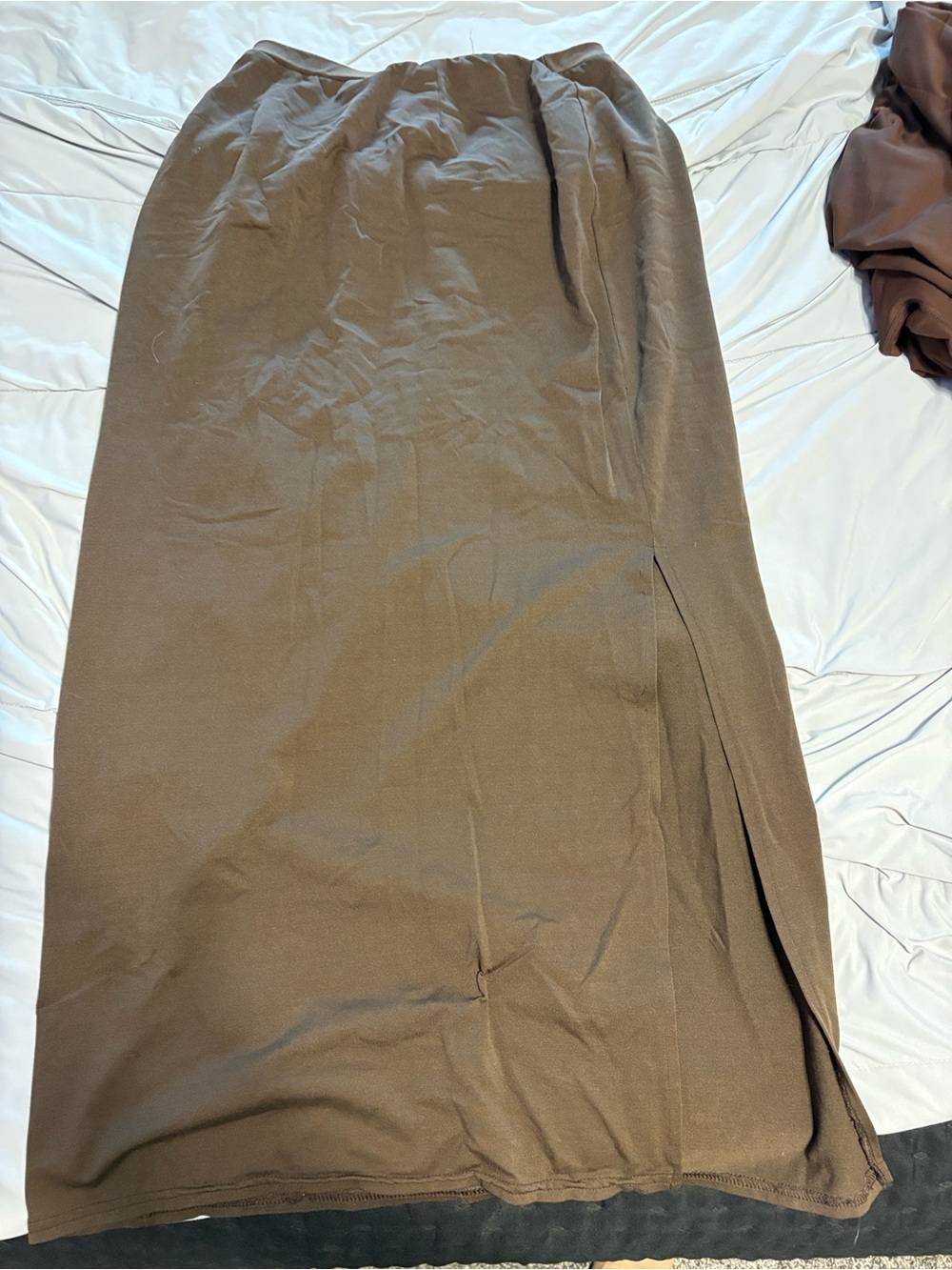 Everyday Brown Maxi Skirt with Side Slit